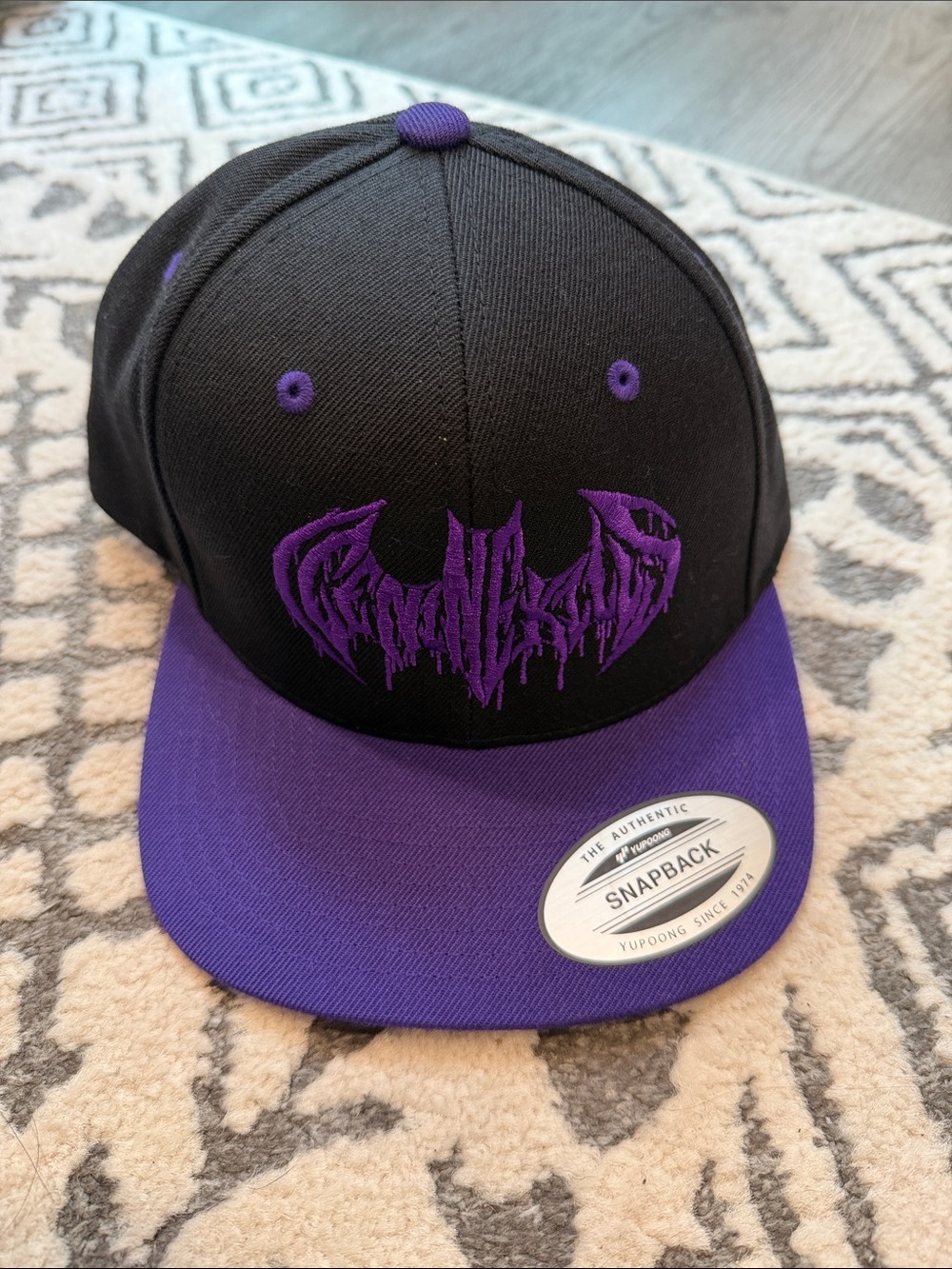 Ice Nine Kills Black and Purple Snapback Hat with Embroidered Graphic